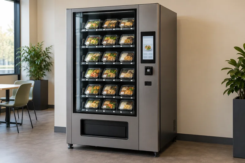 Illustration of hot meal vending machines; not a confirmed supplier model