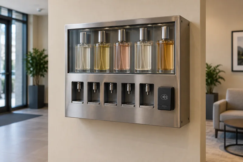 Illustration of perfume vending; not a confirmed supplier model