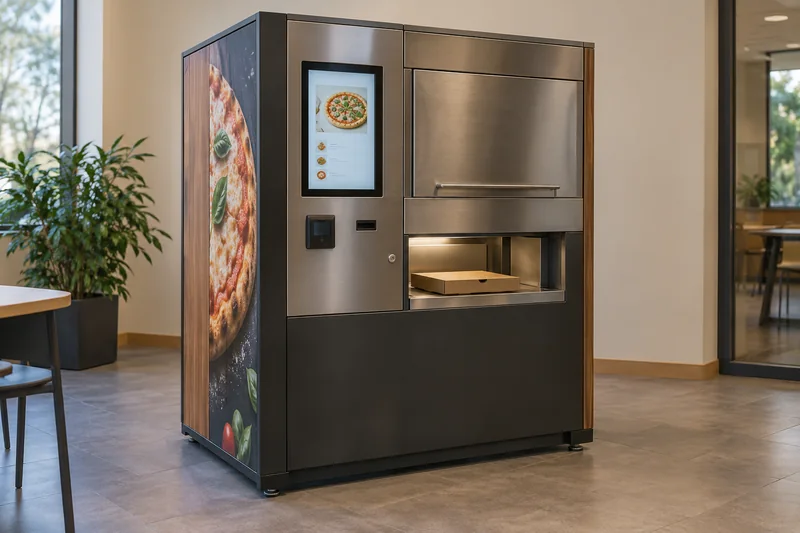 Illustration of pizza vending machines; not a confirmed supplier model